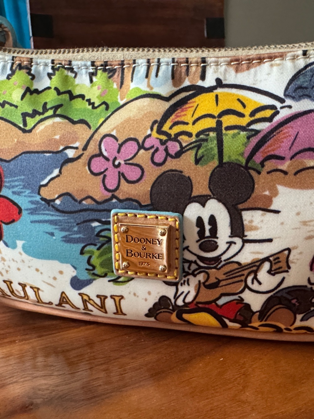 Dooney & Bourke Multicolor Mickey & Minnie Printed Crossbody Aulani Beach Scene